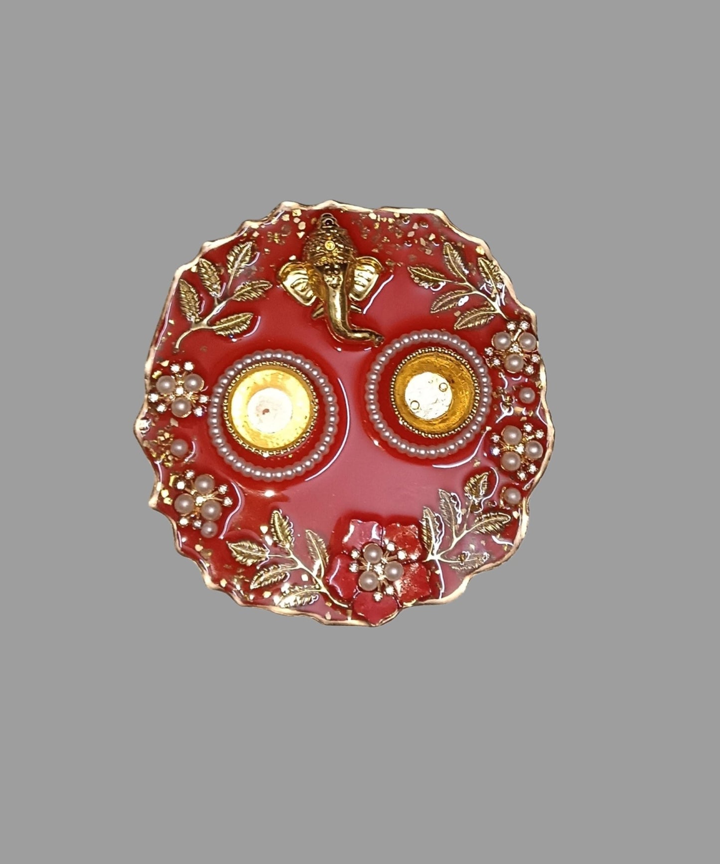 Crimson Blessings Resin Thali - The Artssy Potion