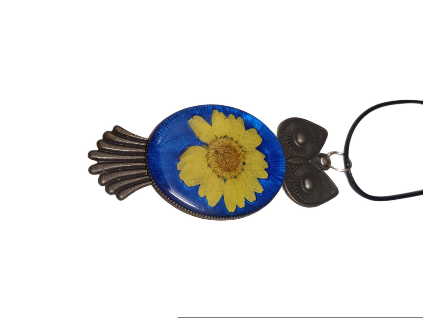 Blue Daisy Dream Owl Pendant - The Artssy Potion