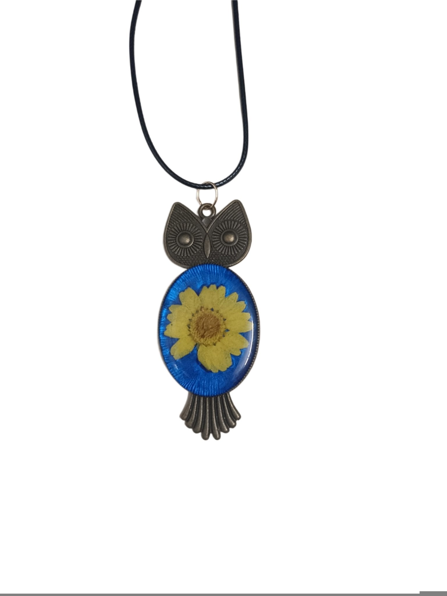 Blue Daisy Dream Owl Pendant - The Artssy Potion