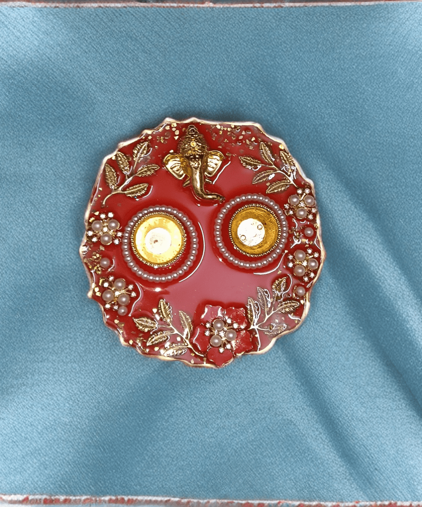 Crimson Blessings Resin Thali - The Artssy Potion