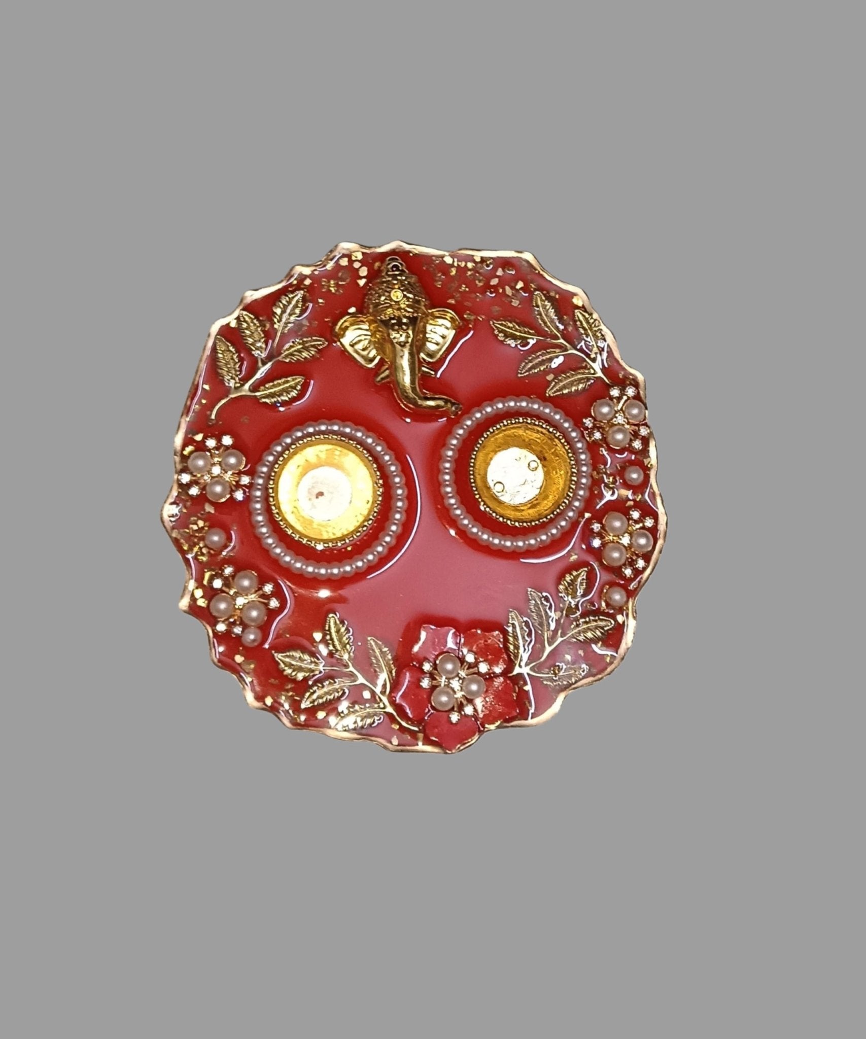 Crimson Blessings Resin Thali - The Artssy Potion