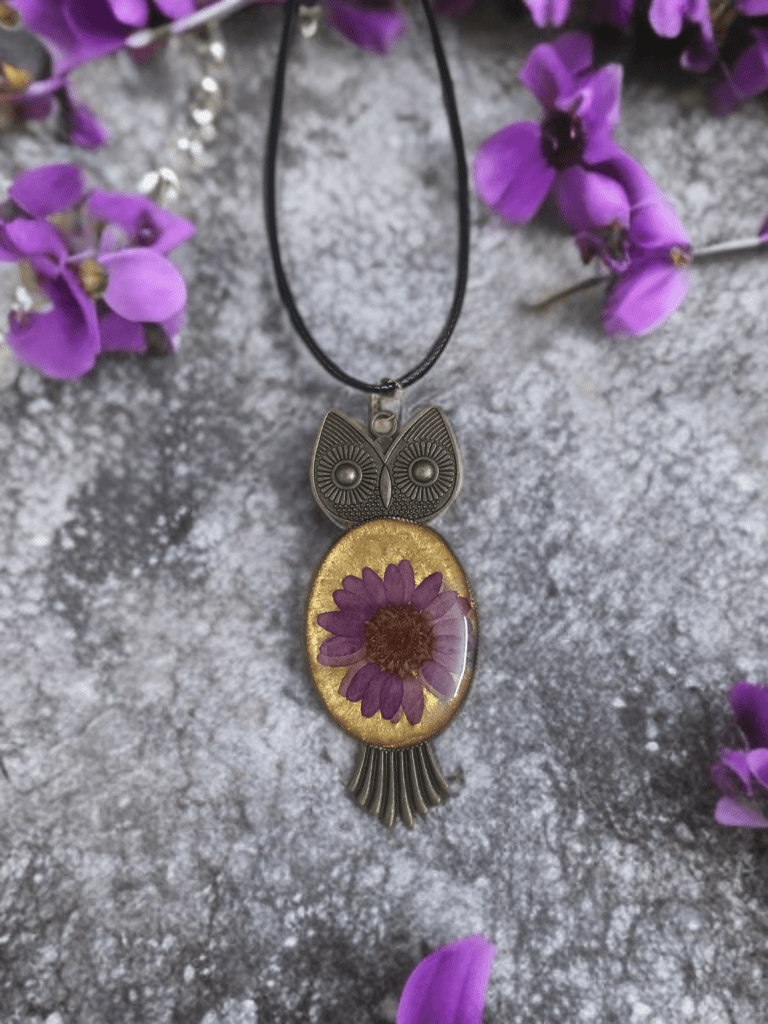 Golden Bloom Owl Pendant Necklace - The Artssy Potion