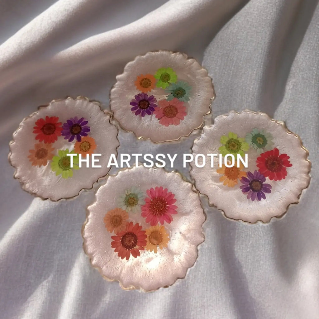 Blush Bloom Resin Coaster set